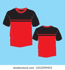 black and red round neck t-shirt vector for men