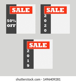 Black and red sale Social Media banner. Promotion website template for every social media, magazine, brochures. Modern sale design. Vector.