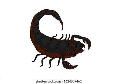 Black and red scorpion. Vector illustration. White background. scorpio zodiac sign.