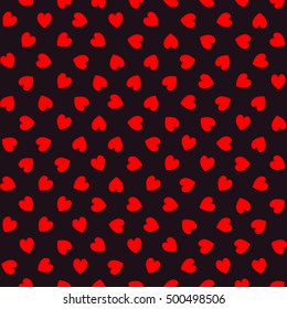 black with red seamless pattern with chaotic hearts