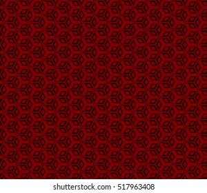 Black and red Seamless texture of cubes. Optical illusion. Vector illustration.