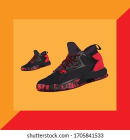 black and red shoes vector  - shoes vector illustration - shoes  clipart  