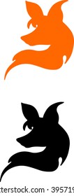 black and red silhouette of a head of fox 
