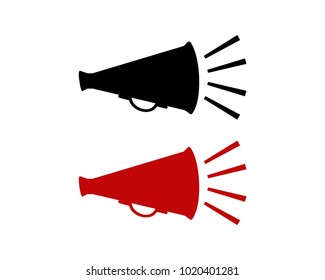 Black and Red Simple Loudspeaker or Megaphone Illustration Symbol Vector