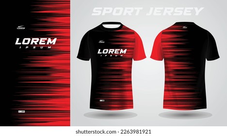 black red soccer football sport jersey template design for sportswear. Football t-shirt mockup.