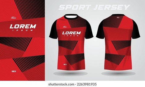 black red soccer football sport jersey template design for sportswear. Football t-shirt mockup.