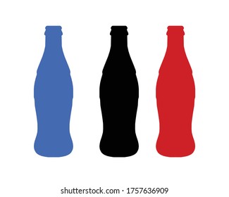 Black and red soft drink glass bottle. Icon isolated on white background. Usage bottle Vector illustration technology