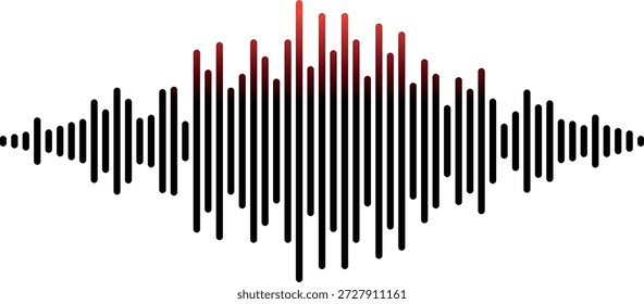 Equalizador de onda sonora preta e vermelha sem fundo.