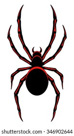 Black red spider.Vector isolated.