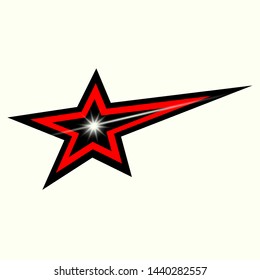 black red star on white background luminous bright