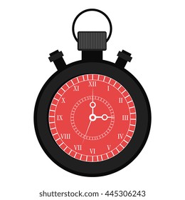 black and red stopwatch front view over isolated background, vector illustration 