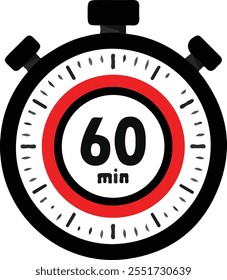 A black and red stopwatch icon, set against a plain white background