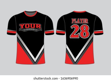 BLACK AND RED WITH STRIPE COMBINATION DECENT TEAM SHIRT