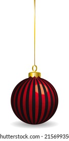 Black and Red striped Christmas ball decoration