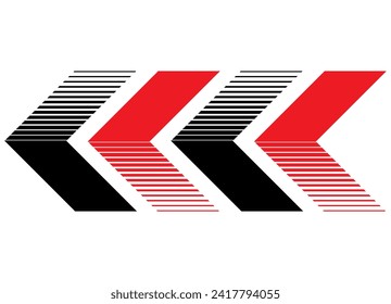 
Black and red striped vector arrows on a white background. Pointer. Navigation element. Vector pattern. vector background. Isometry.