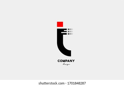 Black Red T Alphabet Letter Logo Icon Design For Business And Company. Suitable For Media Technology Or Technical Logo