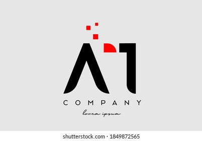 black red AT A T alphabet letter logo icon combination. Design for company and business