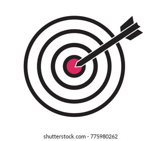 black and red target with arrow dart aim in the center concept of focus achievement objective or strategy simple vector icon