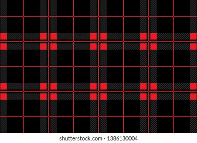 Black and red tartan plaid pattern.Texture from: plaid, tablecloths, clothes, shirts, dresses, paper, bedding, blankets and other textile products.Vector Illustration