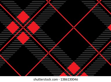 Black and red tartan plaid pattern.Texture from: plaid, tablecloths, clothes, shirts, dresses, paper, bedding, blankets and other textile products.Vector Illustration