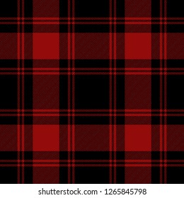 Black and red tartan plaid traditional textile pattern