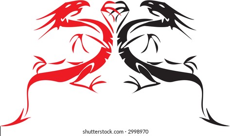 black and red tatoo dragons