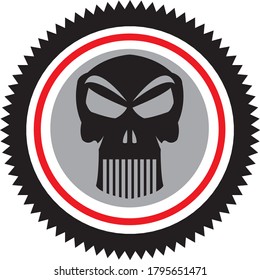 black and red tattoo type skull logo illustrator design