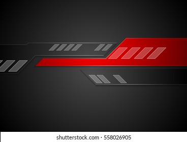 Black and red tech geometric background. Abstract vector design