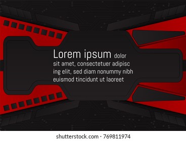 Black and red technology concept. Abstract vector background with copy space for business and technology, graphic design
