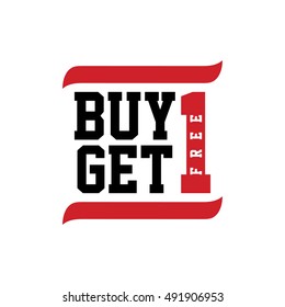 black red text buy one get one vector art illustration