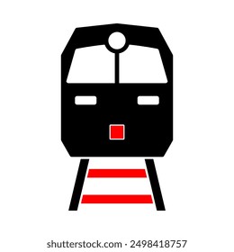 black and red train icon, locomotive bicolor vector pictogram, logotype template