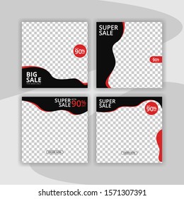 black and red transparent editable social media post discount sale templates bundle set for digital marketing and internet marketing. banners social media post. vector EPS 10.
