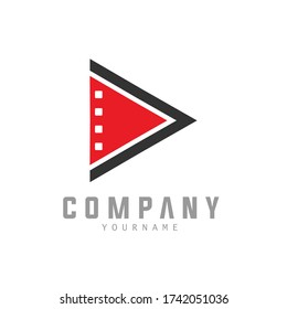 Black and Red Triangle Play Symbol Logo Geometric Isolate Vector