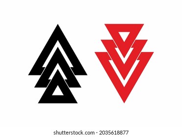 Black and red triple triangle design