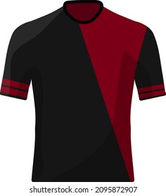 Black and red t-shirt, illustration, vector on a white background.