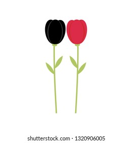 Black and Red Tulip Design Background Card Cover Illustration