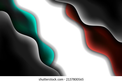 Color rojo negro y turquesa con efecto de sombra degradado sobre fondo blanco. Diseño con forma líquida para la decoración de las paredes.