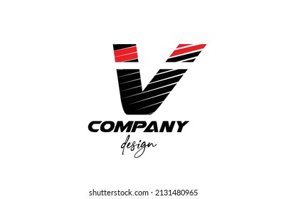 black and red V alphabet letter logo icon. Creative design for business and company with sliced bold style
