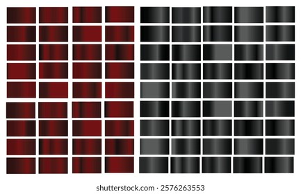 Black and Red Vector set of colorful metal gradients