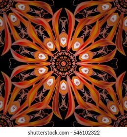 Black and red vintage seamless flower pattern. vector illustration texture