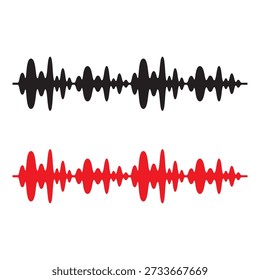 Black and red waveform audio signal visualization