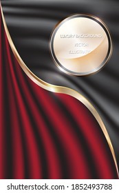 Black and red waving cloths gold luxury for advertising banner background and wallpaper.Vector illustration.