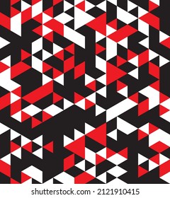 Color negro, rojo y blanco de los cubos abstractos o fondo triángulos. Ilustración vectorial.