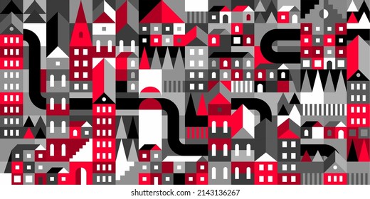 Modelo De Fondo De Diseño De Patrón Geométrico Del Vector De Luminosidad Negro Y Rojo Y Blanco