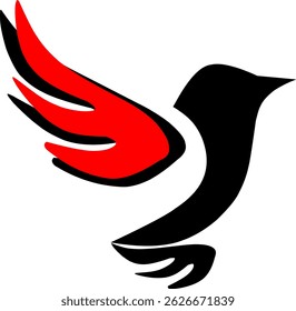 black, red, and white bird logo made with own inspiration.
