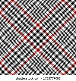 Black, Red and White colors diagonal modern tartan plaid Scottish seamless pattern.Texture from plaid,tablecloths, clothes, shirts, dresses, jacket, skirt, paper, blankets and other textile products. 