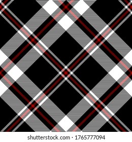 Black, Red and White colors diagonal check plaid Scottish seamless pattern.Texture from plaid, tablecloths, clothes, shirts, dresses, paper, bedding, blankets and other textile product.