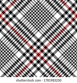 Black, Red and white colors diagonal modern tartan plaid Scottish seamless pattern.Texture from plaid,tablecloths, clothes, shirts, dresses, jacket, skirt, paper, blankets and other textile products. 