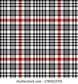 Black, Red and White colors modern Glen plaid Scottish seamless pattern.Texture from plaid,tablecloths, clothes, shirts, dresses, jacket, skirt, paper, blankets and other textile products.