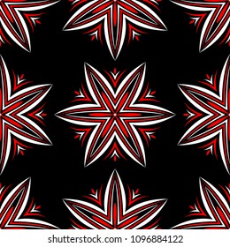 Black red and white flower elements. Seamless background for wallpapers